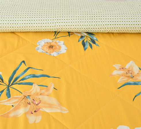 Rose 180 GSM Reversible AC Comforter for Double Bed by Florida (Mustard)