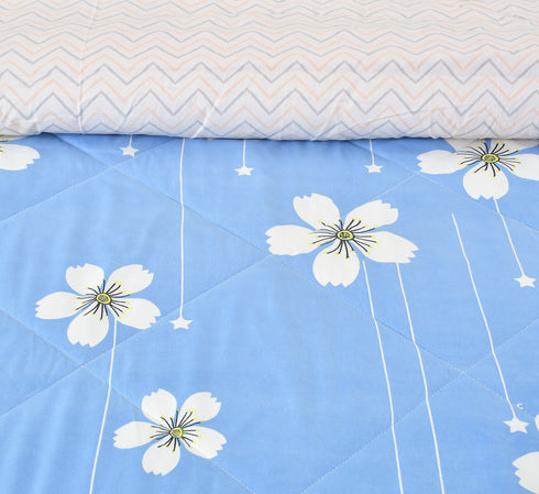 Rose 180 GSM Reversible AC Comforter for Double Bed by Florida (Sky Blue)