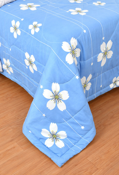 Rose 180 GSM Reversible AC Comforter for Double Bed by Florida (Sky Blue)