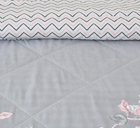 Rose 180 GSM Reversible AC Comforter for Double Bed by Florida (Pink Grey)
