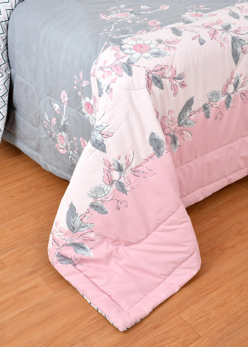 Rose 180 GSM Reversible AC Comforter for Double Bed by Florida (Pink Grey)