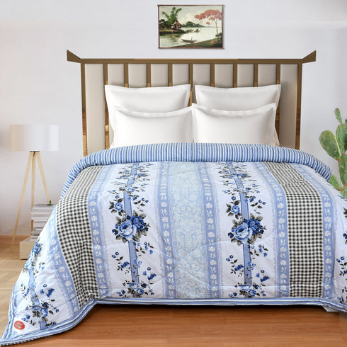 Heaven AC Double Bed Comforter for All Session (White Blue)