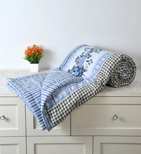 Heaven AC Double Bed Comforter for All Session (White Blue)