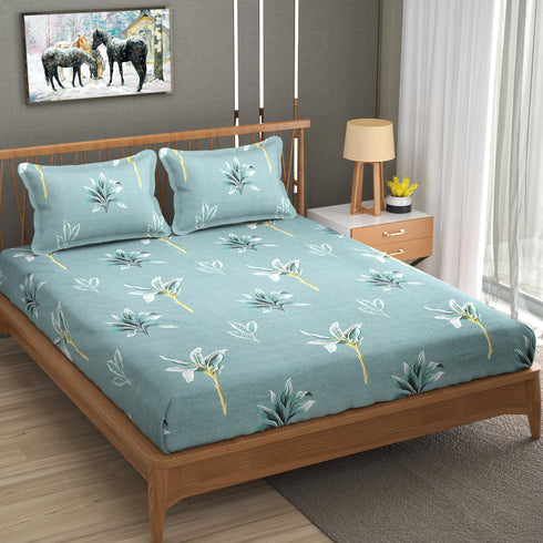 Bright King Size Bedsheet with Pillow Covers Sky Blue