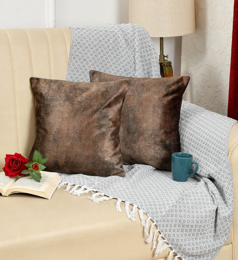 Florida Walton Suede Velvet Cushion Covers for Sofa (Pack of 2) 16x16 Inch