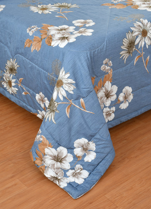 Rose 180 GSM Reversible AC Comforter for Double Bed by Florida (Blue)