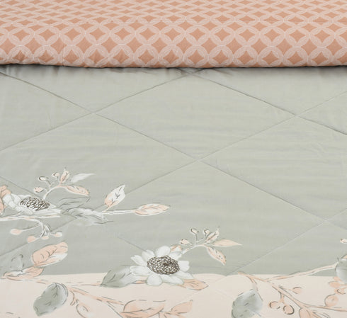 Rose 180 GSM Reversible AC Comforter for Double Bed by Florida (Olive Green)
