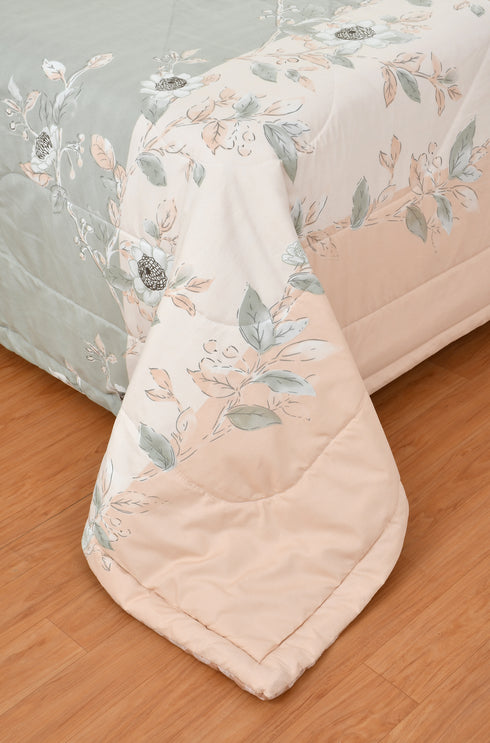 Rose 180 GSM Reversible AC Comforter for Double Bed by Florida (Olive Green)