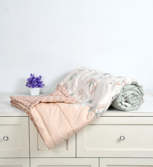 Rose 180 GSM Reversible AC Comforter for Double Bed by Florida (Olive Green)