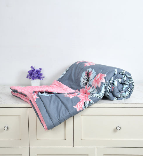 Rose 180 GSM Reversible AC Comforter for Double Bed by Florida (Dark Blue)