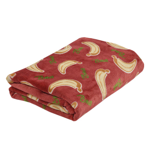 Florida All Season AC Baby Blanket Swaddler Wrapper Flannel Soft and Comfortable for 0-5 Years Babies with Banana Print - Rust