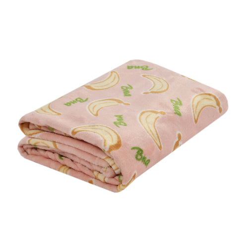 Florida All Season AC Baby Blanket Swaddler Wrapper Flannel Soft and Comfortable for 0-5 Years Babies with Banana Print - Peach
