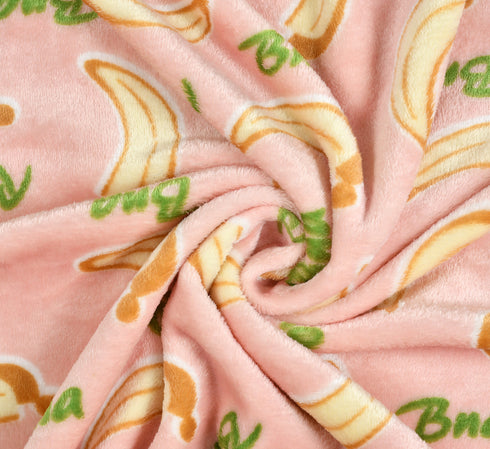 Florida All Season AC Baby Blanket Swaddler Wrapper Flannel Soft and Comfortable for 0-5 Years Babies with Banana Print - Peach