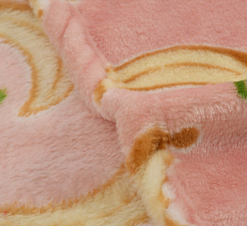 Florida All Season AC Baby Blanket Swaddler Wrapper Flannel Soft and Comfortable for 0-5 Years Babies with Banana Print - Peach