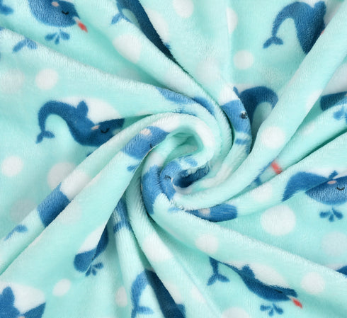 Florida All Season AC Baby Blanket Swaddler Wrapper Flannel Soft and Comfortable for 0-5 Years Babies with Dolphin Print Blue