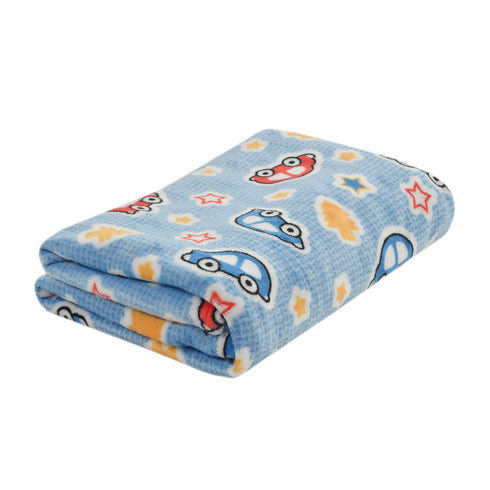 Florida All Season AC Baby Blanket Swaddler Wrapper Flannel Soft and Comfortable for 0-5 Years Babies with Car Print - Blue