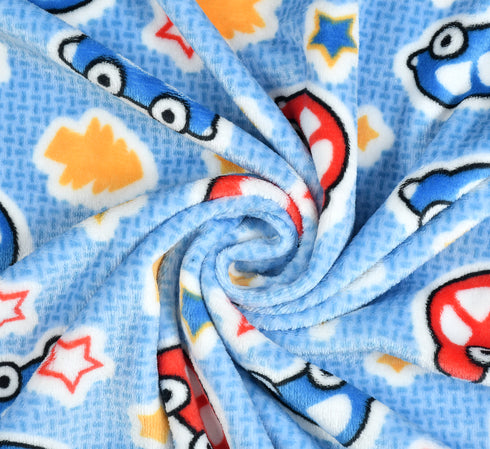 Florida All Season AC Baby Blanket Swaddler Wrapper Flannel Soft and Comfortable for 0-5 Years Babies with Car Print - Blue