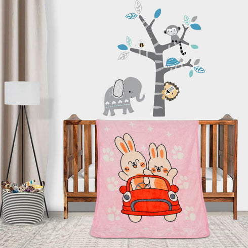 Florida All Season AC Baby Blanket Swaddler Wrapper Flannel Soft and Comfortable for New Born Babies with Adorable Prints and Designs Pink