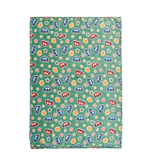 Florida All Season AC Baby Blanket Swaddler Wrapper Flannel Soft and Comfortable for 0-5 Years Babies with Car Print - Green