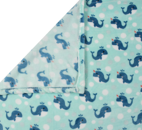 Florida All Season AC Baby Blanket Swaddler Wrapper Flannel Soft and Comfortable for 0-5 Years Babies with Dolphin Print Blue
