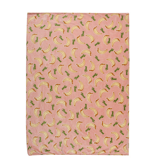 Florida All Season AC Baby Blanket Swaddler Wrapper Flannel Soft and Comfortable for 0-5 Years Babies with Banana Print - Peach