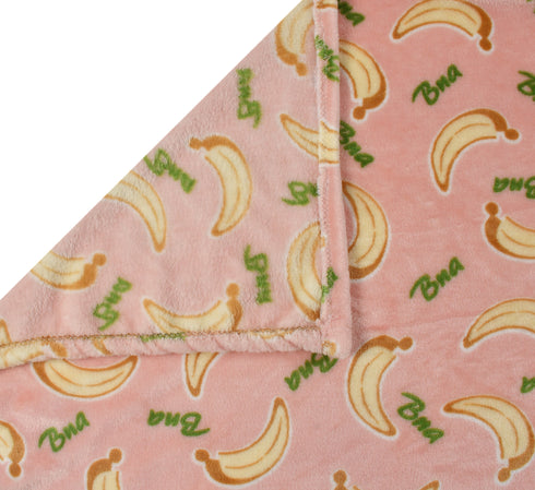 Florida All Season AC Baby Blanket Swaddler Wrapper Flannel Soft and Comfortable for 0-5 Years Babies with Banana Print - Peach