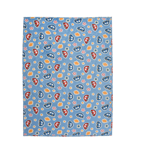 Florida All Season AC Baby Blanket Swaddler Wrapper Flannel Soft and Comfortable for 0-5 Years Babies with Car Print - Blue