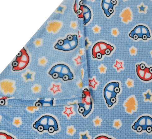 Florida All Season AC Baby Blanket Swaddler Wrapper Flannel Soft and Comfortable for 0-5 Years Babies with Car Print - Blue