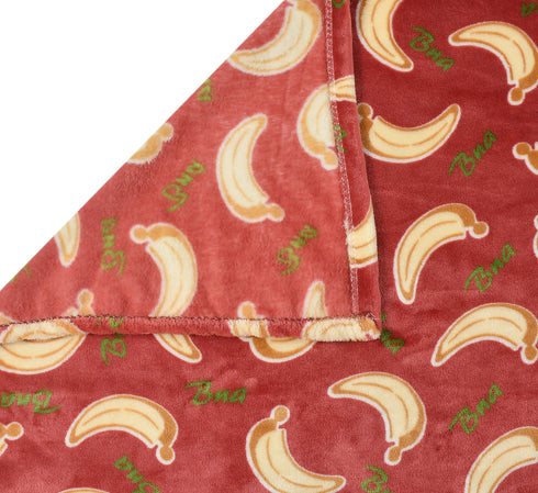 Florida All Season AC Baby Blanket Swaddler Wrapper Flannel Soft and Comfortable for 0-5 Years Babies with Banana Print - Rust