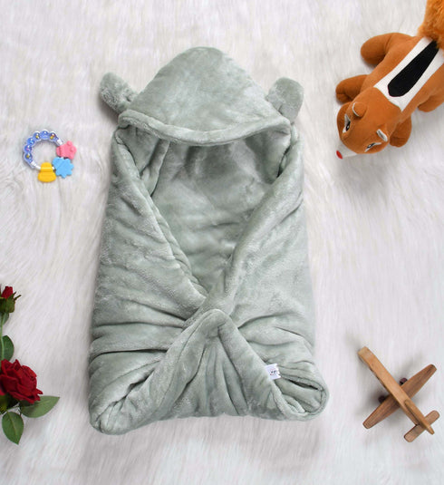 Florida All Season Hooded Baby Blanket Swaddler Wrapper Flannel Soft and Comfortable for New Born Babies - Grey