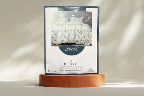 Florida Denver 100% Pure Cotton 210 TC King Size Bed Sheet Set with Coordinated Pillow Covers