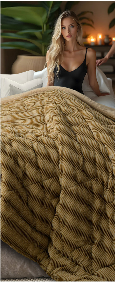 DulceVida Elite Ultra-Plush Faux Fur (Quilt/Rajai) Imported Comforter 400 GSM for Single & Double Bed for Heavy Winter