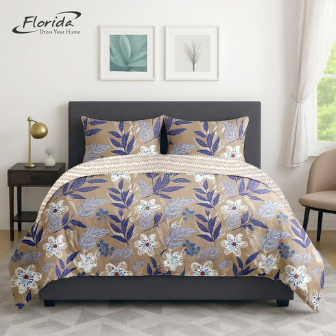 Florida Fiesta 4 Piece Comforter Set in Box - Perfect for Gifting - 1 Double Bedsheet & 1 Double Comforter with 2 Pillow Covers