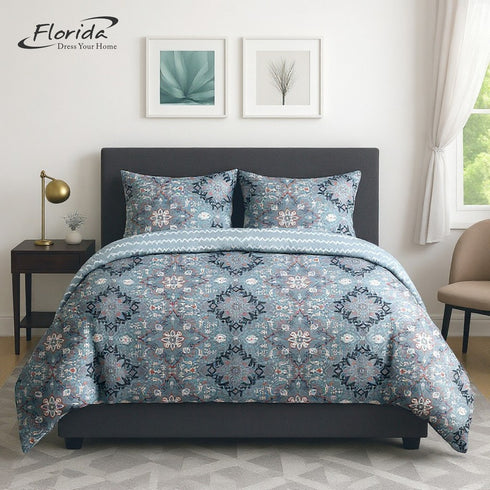 Florida Fiesta 4 Piece Comforter Set in Box - Perfect for Gifting - 1 Double Bedsheet & 1 Double Comforter with 2 Pillow Covers