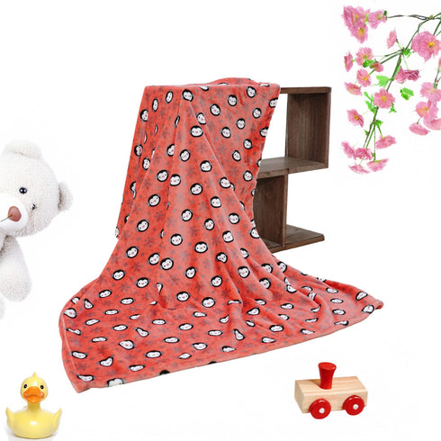 Florida All Season AC Baby Blanket Swaddler Wrapper Flannel Soft and Comfortable for 0-5 Years Baby Girls and Boys with Monkey Print - Coral