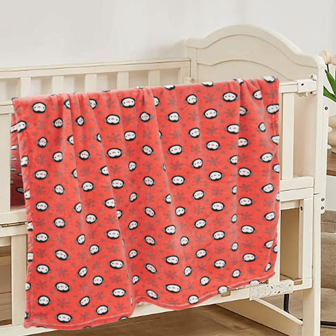 Florida All Season AC Baby Blanket Swaddler Wrapper Flannel Soft and Comfortable for 0-5 Years Baby Girls and Boys with Monkey Print - Coral