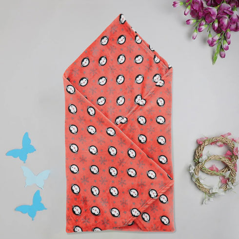 Florida All Season AC Baby Blanket Swaddler Wrapper Flannel Soft and Comfortable for 0-5 Years Baby Girls and Boys with Monkey Print - Coral