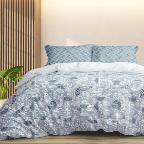 Florida My Day 100% Pure Cotton 180 TC Double Bedsheet Set with Coordinated Pillow Covers