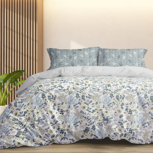 Florida My Day 100% Pure Cotton 180 TC Double Bedsheet Set with Coordinated Pillow Covers