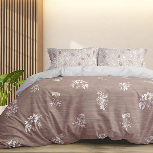 Florida My Day 100% Pure Cotton 180 TC Double Bedsheet Set with Coordinated Pillow Covers