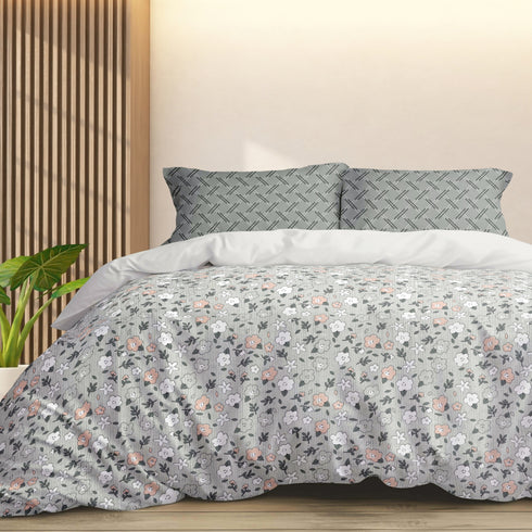 Florida My Day 100% Pure Cotton 180 TC Double Bedsheet Set with Coordinated Pillow Covers