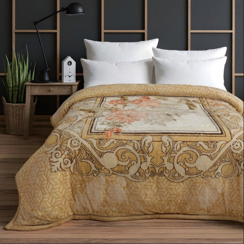 Olive 3 Ply Extra Warm & Cozy Double Bed Mink Blanket for Winter by Florida