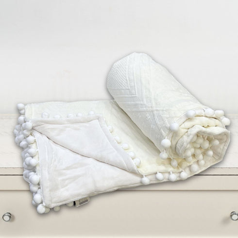 Pom Pom Super Soft Flannel Single & Double bed AC Blanket for All Season