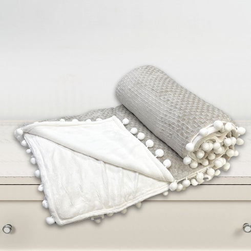 Pom Pom Super Soft Flannel Single & Double bed AC Blanket for All Season