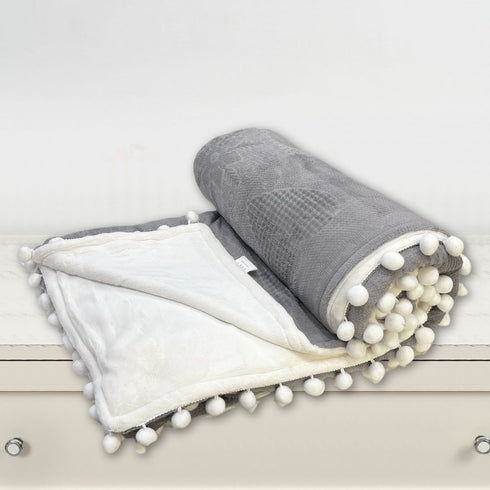 Pom Pom Super Soft Flannel Single & Double bed AC Blanket for All Season