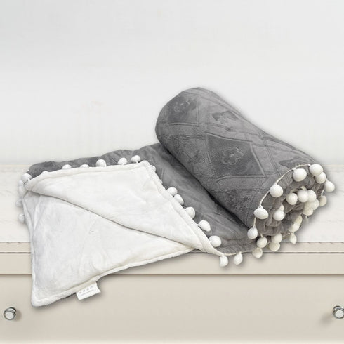 Pom Pom Super Soft Flannel Single & Double bed AC Blanket for All Season