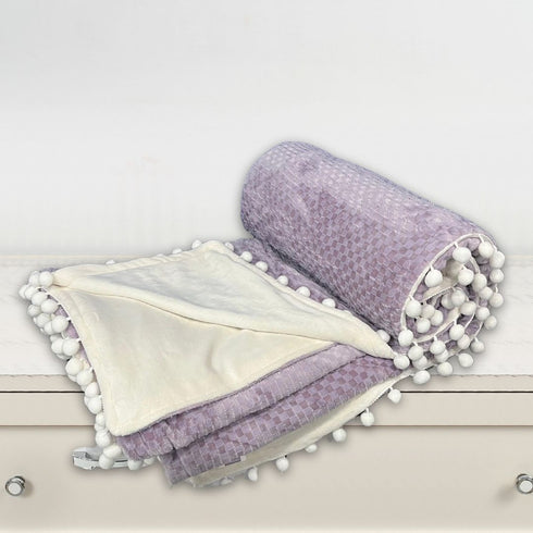 Pom Pom Super Soft Flannel Single & Double bed AC Blanket for All Season