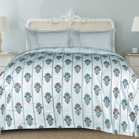 Rangriti King Size 100% Pure Cotton Bed Sheet Set with Pillow Covers by Florida