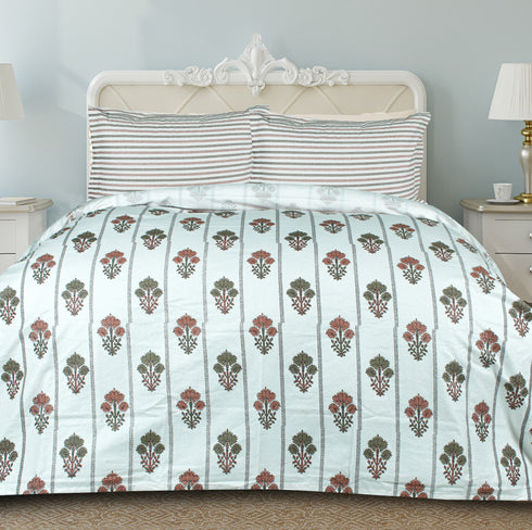 Rangriti King Size 100% Pure Cotton Bed Sheet Set with Pillow Covers by Florida