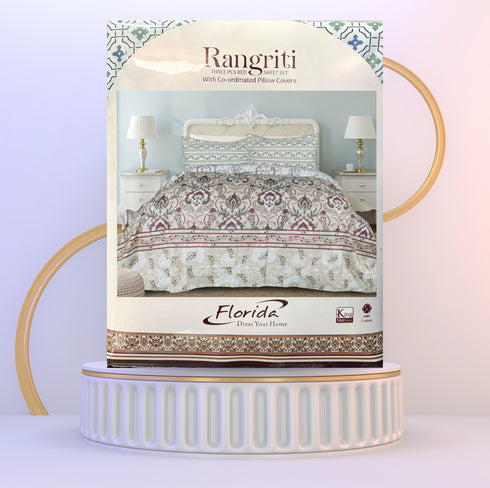 Rangriti King Size 100% Pure Cotton Bed Sheet Set with Pillow Covers by Florida